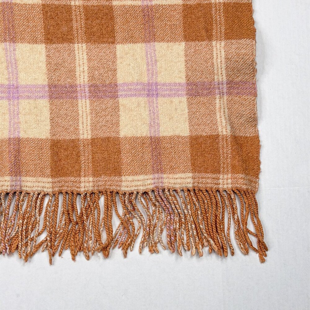 J. Crew Soft Wool Blend‎ Plaid Tartan Fringe Open-Front Wrap Cape Shawl - NWOT - Picture 7 of 9